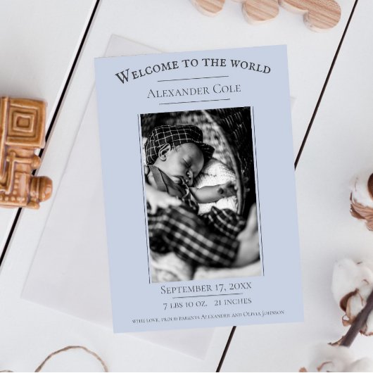 ブルーミニマル写真誕生のお知らせ 案内状