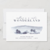 ブルーミニマル抽象芸術ウォーターカラークリスマス1 シーズンカード (正面)