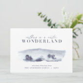 ブルーミニマル抽象芸術ウォーターカラークリスマス1 シーズンカード (スタンド正面)