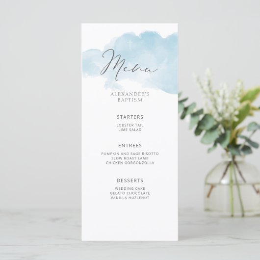 ブルーミニマル男の赤ちゃん洗礼 メニュー (スタンド正面)