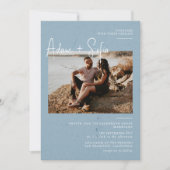 ブルーミニマル結婚リスト 招待状 (正面)