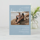 ブルーミニマル結婚リスト 招待状 (スタンド正面)