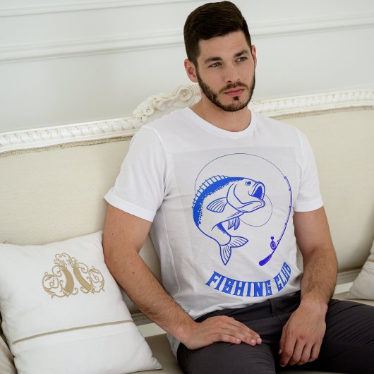 ブルーミニマル魚釣りクラブTシャツ Tシャツ