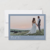 ブルーミニマル2写真書道結婚の サンキューカード (正面)