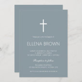 ブルーミニマル《キリスト教》洗礼式や命名式招待状 セーブザデート (正面/裏面)