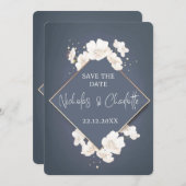 ブルーミニマル・セーブ・ザ・デートカード セーブザデート (正面/裏面)