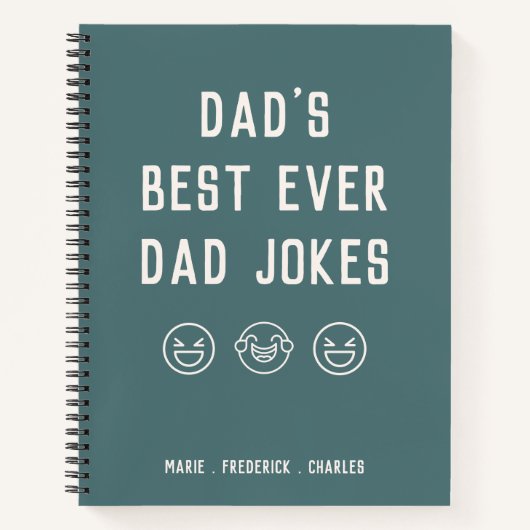 ブルーミニマル・ファーザーの日のパパ・ジョークパーソナライズされた ノートブック (正面)