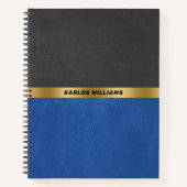 ブルーミニマル&ブラックヴィンテージレザーフェイクズ ノートブック (正面)