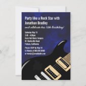 ブルーミュージックギターロックスター誕生日 招待状 (正面)