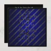 ブルーミュージックグランジノートのカスタムウェディング招待状 招待状 (正面/裏面)