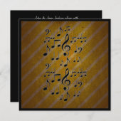 ブルーミュージックグランジノートのカスタムウェディング招待状 招待状 (正面/裏面)