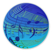 ブルーミュージックノートドアノブのキャビネットプル セラミックノブ (正面)