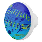 ブルーミュージックノートドアノブのキャビネットプル セラミックノブ (右)