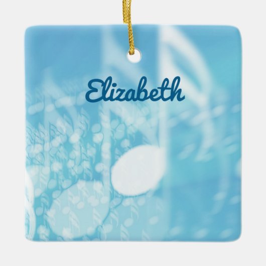 ブルーミュージックパーソナライズされた セラミックオーナメント (正面)