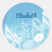 ブルーミュージックパーソナライズされた ラウンドシール (正面)
