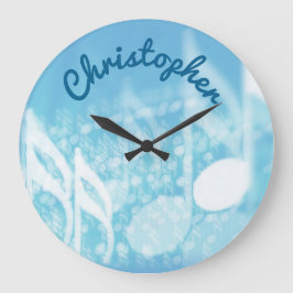 ブルーミュージックパーソナライズされた ラージ壁時計