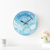 ブルーミュージックパーソナライズされた ラージ壁時計 (ホーム)