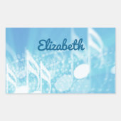 ブルーミュージックパーソナライズされた 長方形シール (正面)