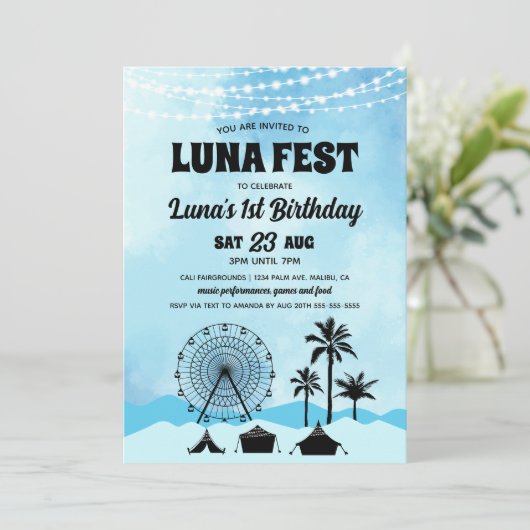 ブルーミュージックフェスティバル誕生日招待状 招待状 (スタンド正面)