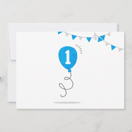 ブルーミルクとクッキーの最初の誕生日ミニマル 招待状 (裏面)