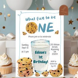 ブルーミルクとクッキー最初の誕生日 招待状