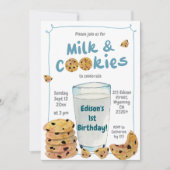 ブルーミルクとクッキー1stバースデーボーイ 招待状 (正面)