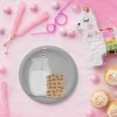 ブルーミルクモダンとクッキーの紙プレート ペーパープレート (パーティー)