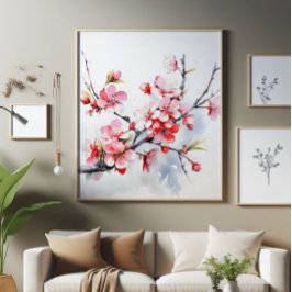 ブルーミングさくらんぼブランチ フォトプリント           