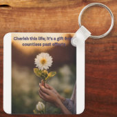 ブルーミングのインスピレーション：四角キーチェーン キーホルダー (裏面)