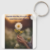 ブルーミングのインスピレーション：四角キーチェーン キーホルダー (裏面)