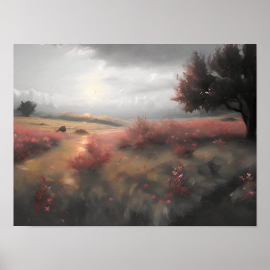 ブルーミングのヒザーの風景 – ヴィンテージアート ポスター (正面)