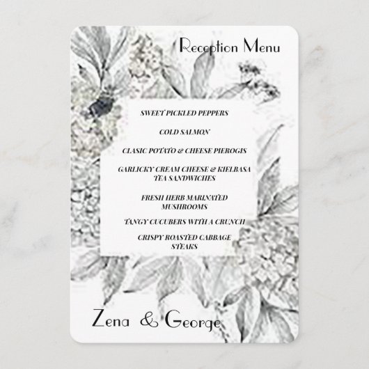 ブルーミングアジサイ結婚ズフラットのメニュー挿入 メニュー (正面)