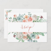 ブルーミングアプリコットウォーター色フローラRSVP ポストカード (正面/裏面)
