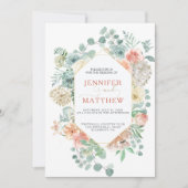 ブルーミングアプリコットジオメトリック – ソフト金ゴールド背景 招待状 (正面)