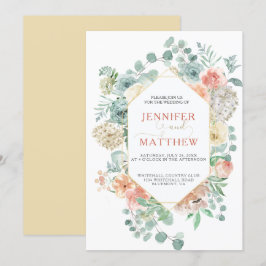 ブルーミングアプリコットジオメトリック – ソフト金ゴールド背景 招待状