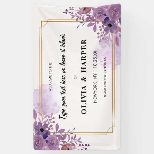 ブルーミングアメジストヴィンテージゴールデンフレーム背景 横断幕 (縦)