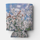 ブルーミングアーモンドツリーポインティリズムのアートワーク 缶クーラー (裏面)