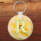 ブルーミングイエローローズカスタムモノグラムキーチェーン キーホルダー (裏面)
