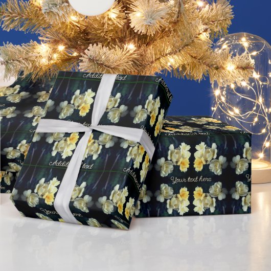 ブルーミングイエローローズパーソナライズされた抽象芸術 ラッピングペーパー (クリスマス)