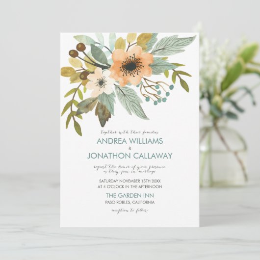 ブルーミングウォーターのカラー結婚式招待状 招待状 (スタンド正面)