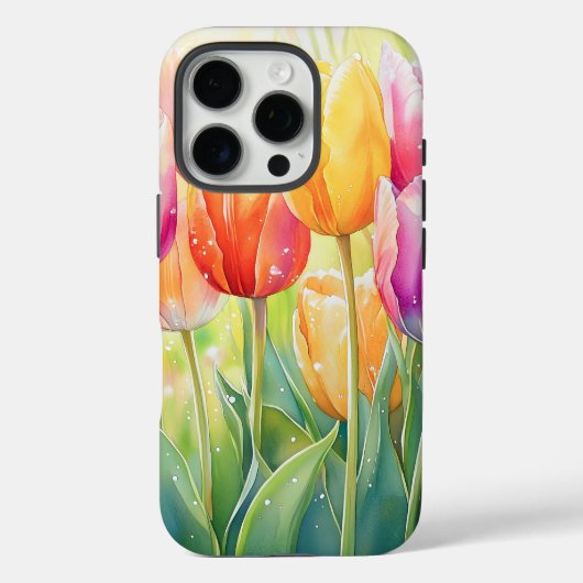 ブルーミングウォーターカラー春チューリップガーデン Case-Mate iPhoneケース (裏面)