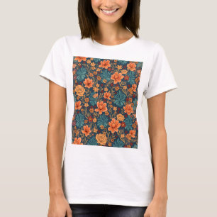 ブルーミングエレガンス:レトロフローラコレクション Tシャツ