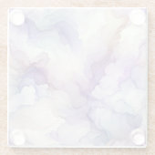 ブルーミングオーキッドパープルウォーターカラー抽象芸術アート ガラスコースター (裏面)