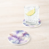 ブルーミングオーキッドパープルウォーターカラー抽象芸術アート コースター (側面)