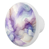 ブルーミングオーキッドパープルウォーターカラー抽象芸術アート セラミックノブ (右)