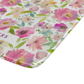 ブルーミングカラフルシックミント赤面フローラモノグラム カッティングボード (角)