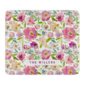 ブルーミングカラフルシックミント赤面フローラモノグラム カッティングボード (正面)