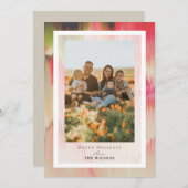 ブルーミングカラークリスマスホリデーフォトカード 招待状 (正面/裏面)