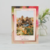 ブルーミングカラークリスマスホリデーフォトフォイルカード 箔招待状 (立ち正面)