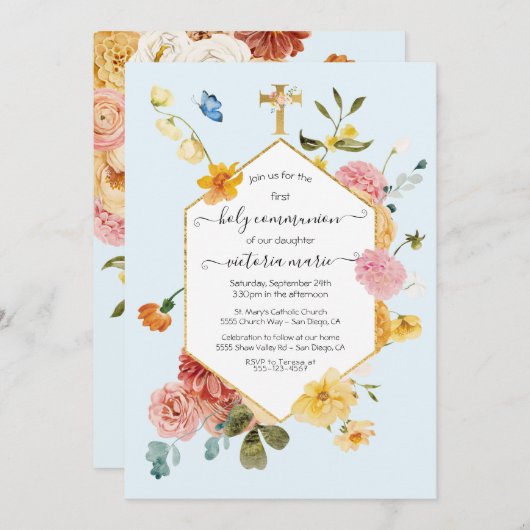 ブルーミングガーデンフローラライト&エアリー第1聖餐式 招待状 (正面/裏面)